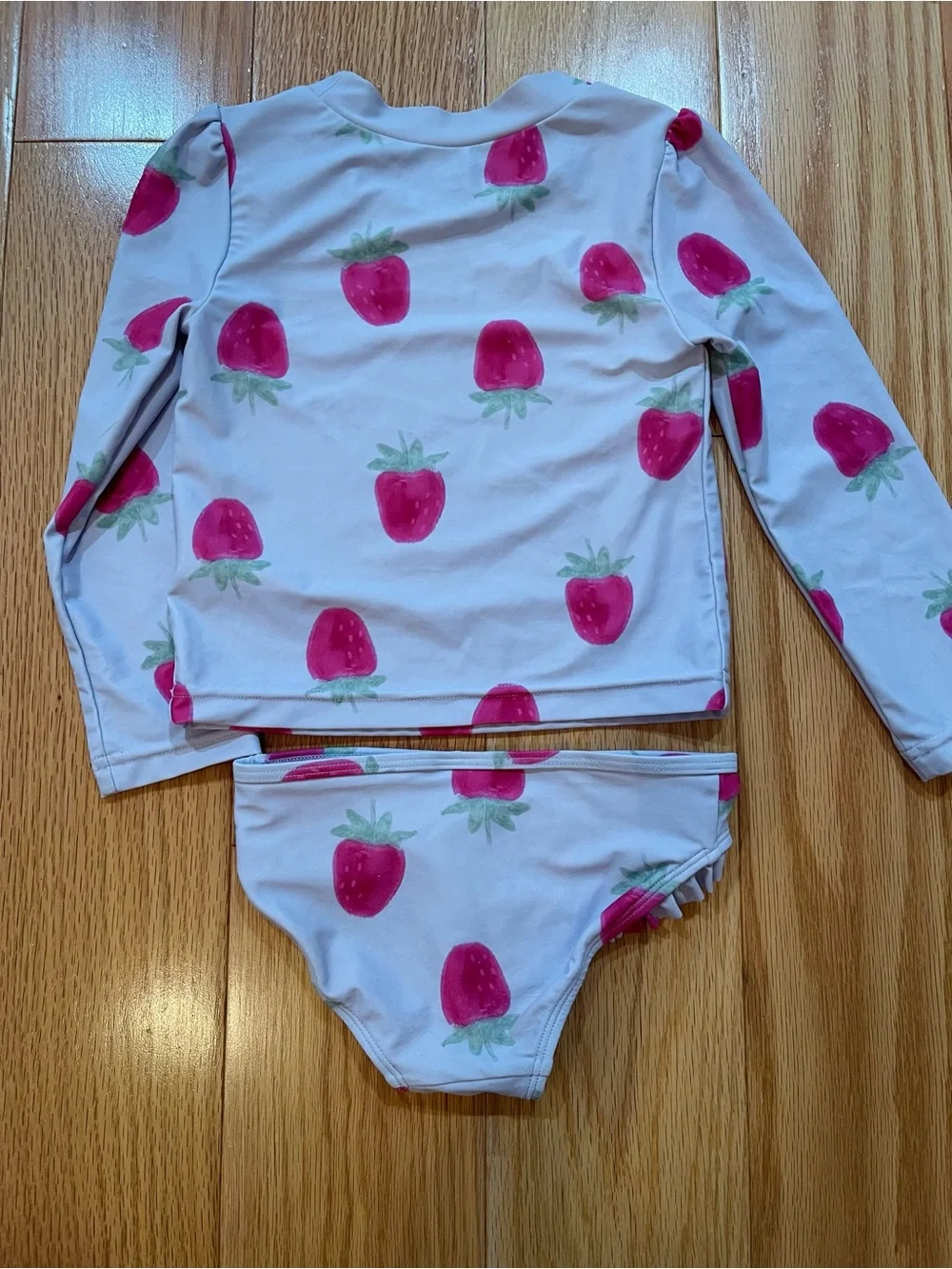 Carter's Pink Strawberry Long-Sleeve Rash Guard Swim Set